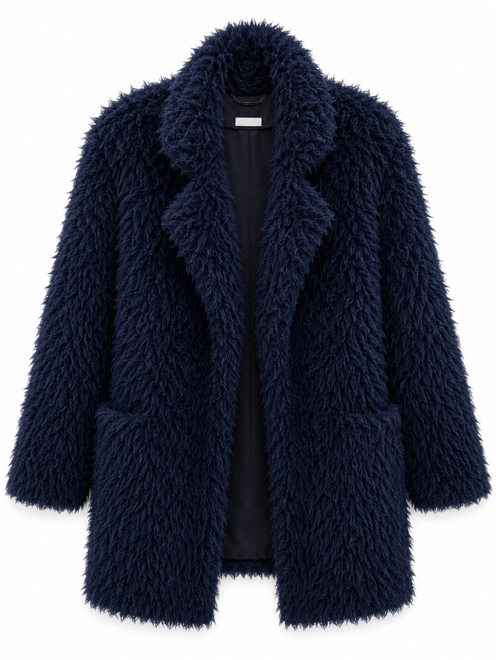 Zara Blue Teddy Faux Fur Coat Oversized Plush Shaggy Winter Jacket L/G